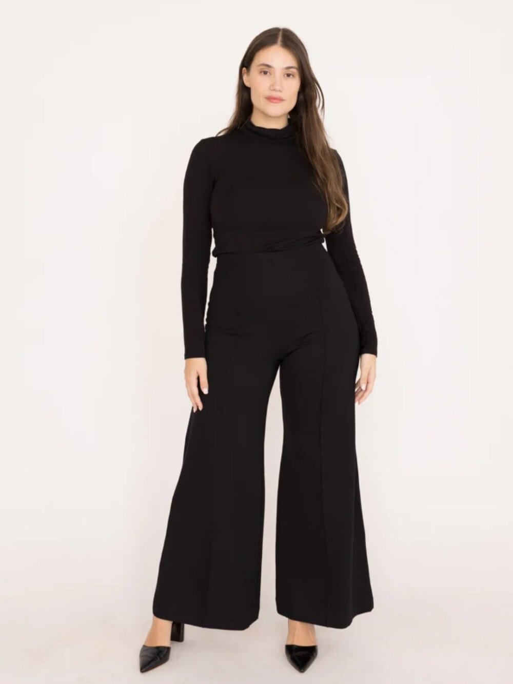 NWT Ripley Rader Black Ponte Knit Standard Wide Leg Pant Size XXL